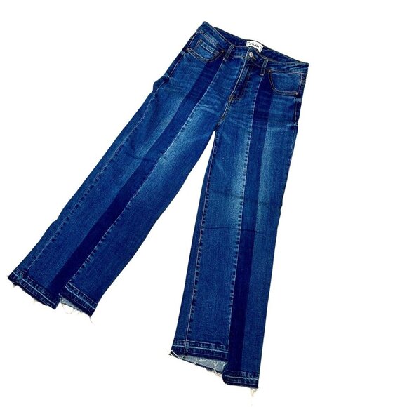 TRICOT Two Tone Wide Leg Raw Hem Denim Size 9/29 - Picture 1 of 13